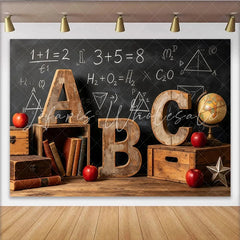Lofaris Vintage Classroom Photography Backdrop with Blackboard ABC Letters and Books Educational Studio Background for School Portrait