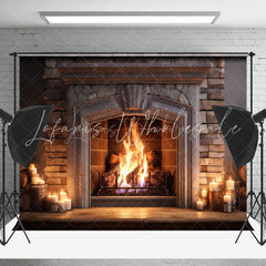 Lofaris Vintage Luxury Fireplace Candles Christmas Backdrop