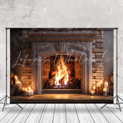 Lofaris Vintage Luxury Fireplace Candles Christmas Backdrop