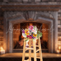 Lofaris Vintage Luxury Fireplace Candles Christmas Backdrop