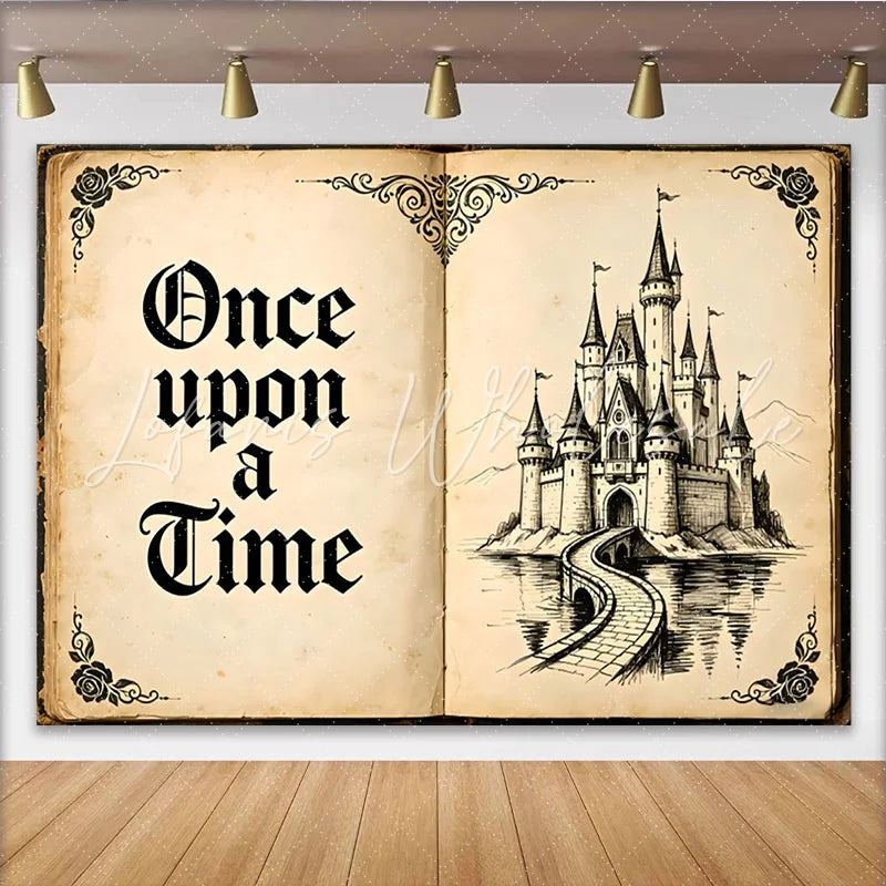 Lofaris Vintage Storybook Once Upon a Time Castle Photography Backdrop Enchanted Fantasy Photo Background for Studio