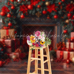 Lofaris Vintage Wall Blurry Candlelight Christmas Backdrop