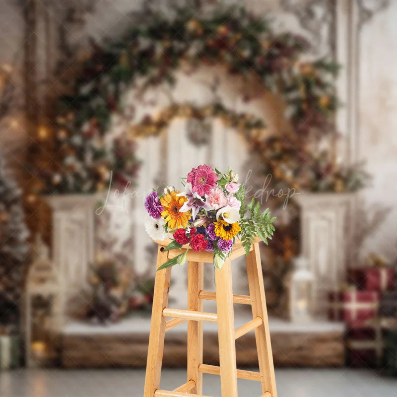 Lofaris Vintage Wall Wreath Berry Arch Christmas Backdrop