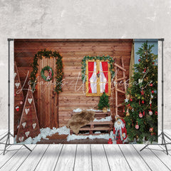Lofaris Vintage Wooden Stairs Christmas Photography Backdrop