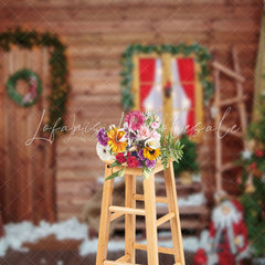 Lofaris Vintage Wooden Stairs Christmas Photography Backdrop