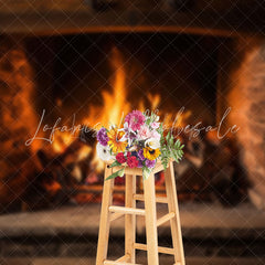 Lofaris Warm Burning Firewood Fireplace Christmas Backdrop
