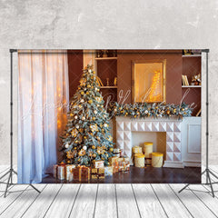 Lofaris Warm Curtain Tree Gift Fireplace Christmas Backdrop