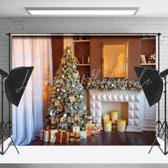 Lofaris Warm Curtain Tree Gift Fireplace Christmas Backdrop