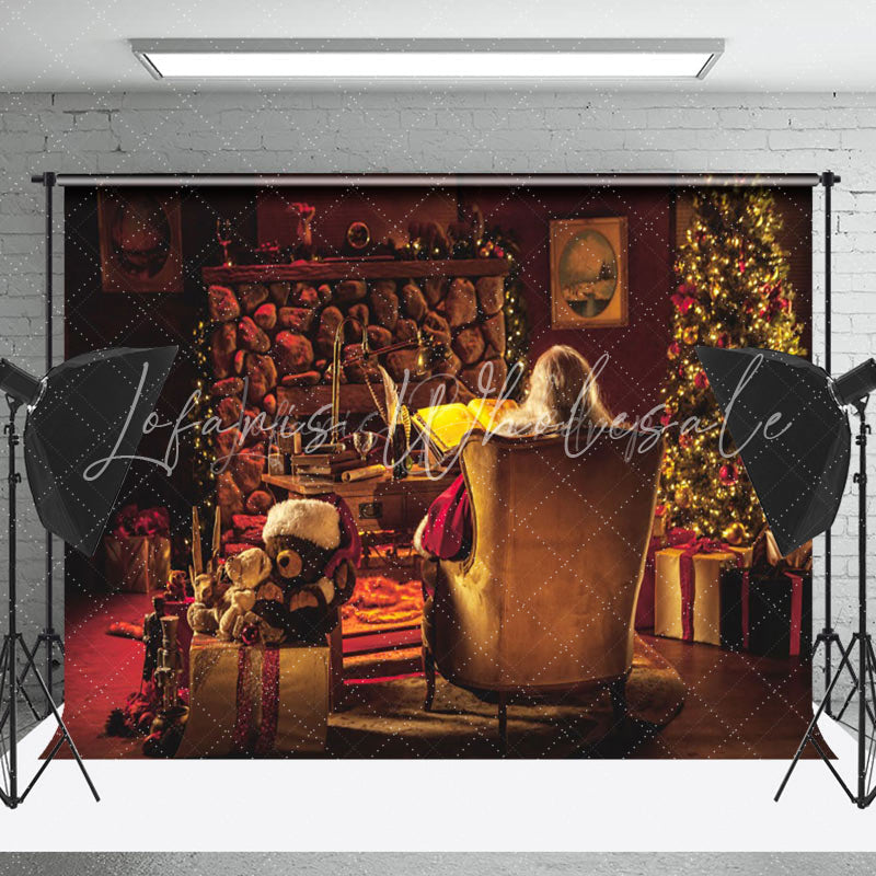 Lofaris Warm Room Fireplace Light Santa Christmas Backdrop