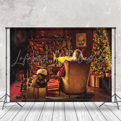 Lofaris Warm Room Fireplace Light Santa Christmas Backdrop