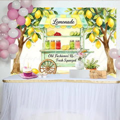 Lofaris Watercolor Lemonade Stand Photography Backdrop Fresh Squeezed Summer Party Decor and Photo Booth Prop