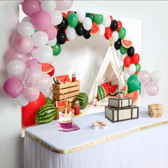 Lofaris Watermelon Photography Backdrop with Balloons and Teepee Tent Summer Party Decor for Photoshoot