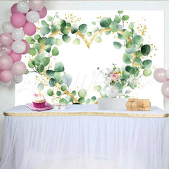 Lofaris Wedding Backdrop Eucalyptus Greenery Gold Glitter Heart Wreath Decoration