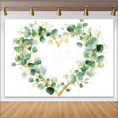 Lofaris Wedding Backdrop Eucalyptus Greenery Gold Glitter Heart Wreath Decoration