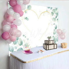 Lofaris Wedding Backdrop Green Eucalyptus Leaves Gold Heart Outline Bridal Decor