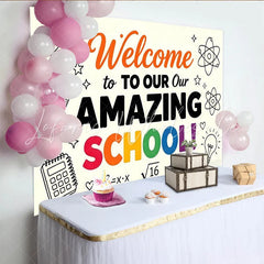 Lofaris Welcome To School Back To School Backdrop with Rainbow Colors Educational Photography Background for Classroom Decor.
