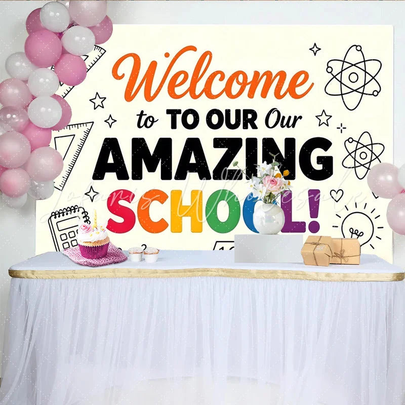 Lofaris Welcome To School Back To School Backdrop with Rainbow Colors Educational Photography Background for Classroom Decor.