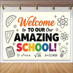 Lofaris Welcome To School Back To School Backdrop with Rainbow Colors Educational Photography Background for Classroom Decor.