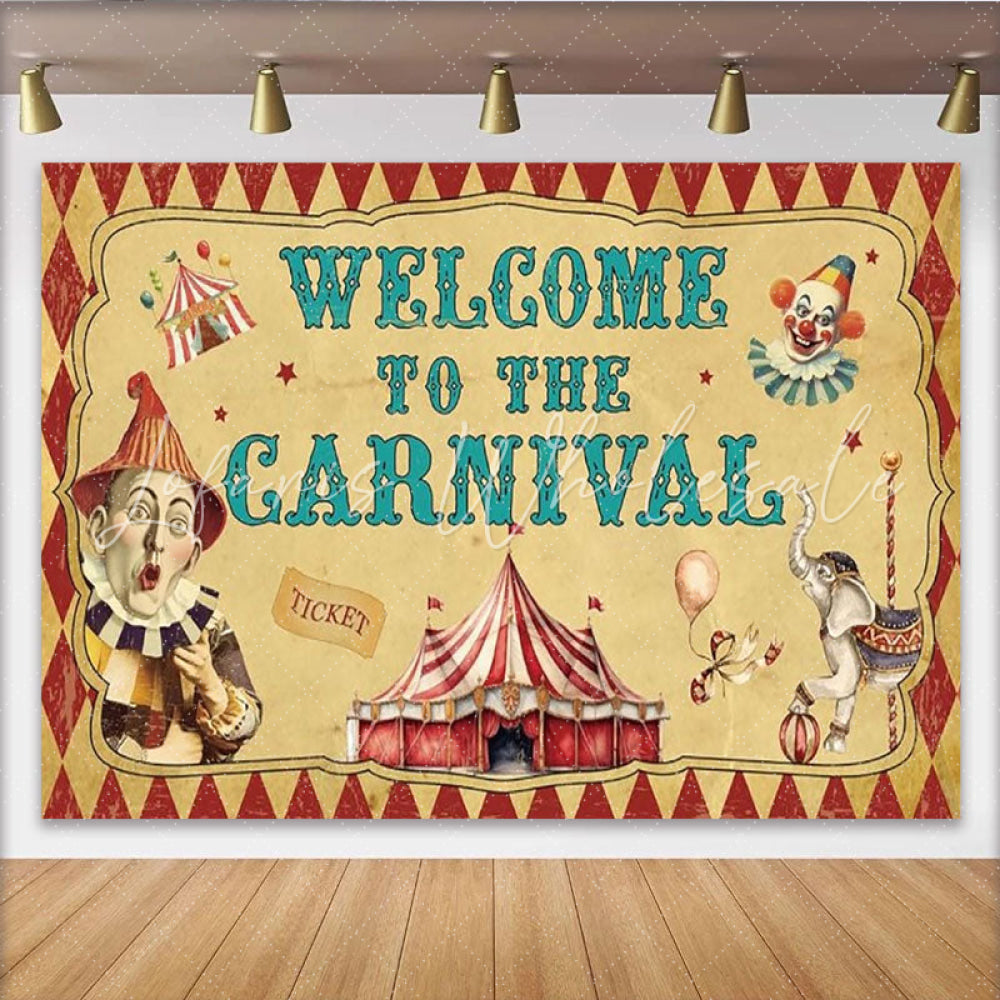 Lofaris Welcome to the Carnival Birthday Backdrop Vintage Circus Tent with Retro Clown Fun Fair Party Photo Booth
