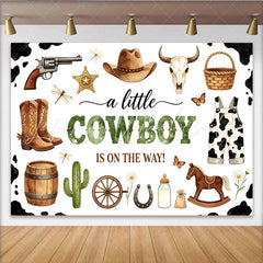 Lofaris Western Cowboy Baby Shower Backdrop for Boy with Boots and Hat Rustic Farm Animal Theme Photo Background for Party Decor