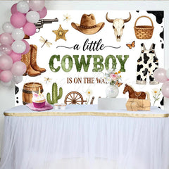 Lofaris Western Cowboy Baby Shower Backdrop for Boy with Boots and Hat Rustic Farm Animal Theme Photo Background for Party Decor