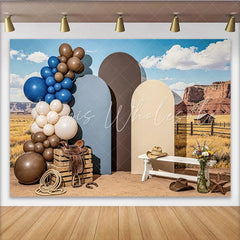 Lofaris Western Desert Photography Backdrop with Red Rocks and Arched Panels Cowboy Studio Background for Ranch Party Decor and Photoshoot