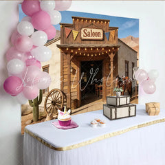 Lofaris Western Saloon Photography Backdrop with Horse and Cactus Desert Route 66 Scene for Party Decor and Photoshoot