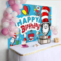 Lofaris Whimsical Cartoon Birthday Backdrop with Mischievous Characters and Colorful Balloons Fun Party Background for Kids Photoshoot