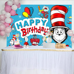Lofaris Whimsical Cartoon Birthday Backdrop with Mischievous Characters and Colorful Balloons Fun Party Background for Kids Photoshoot