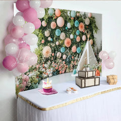 Lofaris Whimsical Floral Greenery Photography Backdrop with Pastel Lanterns Elegant Studio Background for Baby and Child Photoshoot