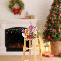 Lofaris White Brick Wall Garland Decoration Christmas Backdrop