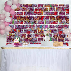 Lofaris White Brick Wall Urban Graffiti Backdrop Colorful Hip Hop Music Theme Photography Studio Background