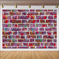 Lofaris White Brick Wall Urban Graffiti Backdrop Colorful Hip Hop Music Theme Photography Studio Background