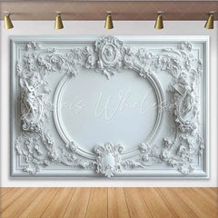 Lofaris White Classical Ornate Fine Art Photography Backdrop with Floral Carvings Elegant Studio Background for Portrait Photoshoot
