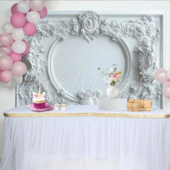 Lofaris White Classical Ornate Fine Art Photography Backdrop with Floral Carvings Elegant Studio Background for Portrait Photoshoot