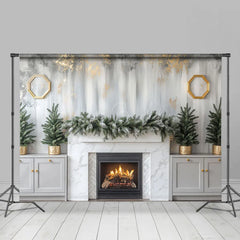 Lofaris White Fireplace House Indoor Winter Christmas Backdrop