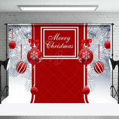 Lofaris White Pine Leaves Red Bauble Merry Christmas Backdrop