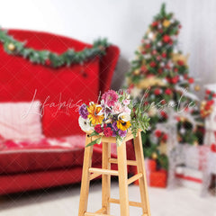 Lofaris White Red Sofa Gifts Xmas Trees Christmas Backdrop