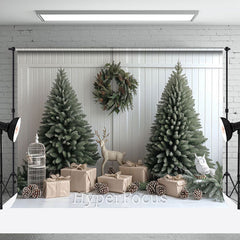 Lofaris White Stripe Wall Xmas Tree Gift Christmas Backdrop