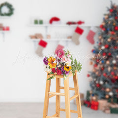 Lofaris White Wall Storage Rack Sock Christmas Tree Backdrop