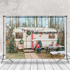 Lofaris Wild Forest Motorhome Camping Christmas Backdrop
