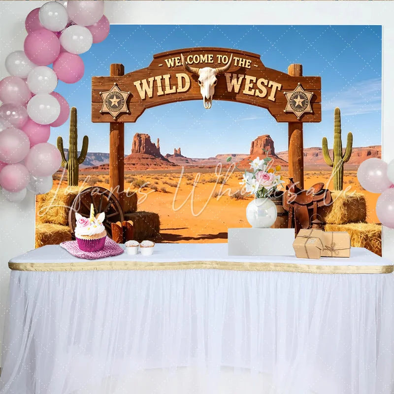 Lofaris Wild West Photography Backdrop with Desert Landscape Rustic Cowboy Studio Background for Party Decor