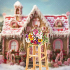 Lofaris Winter Candyland Pine Trees Snowy Christmas Backdrop
