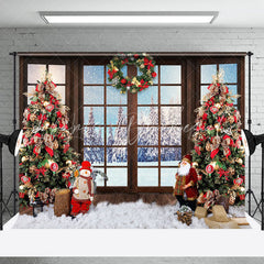 Lofaris Winter Nature Forest Scene Window Christmas Backdrop