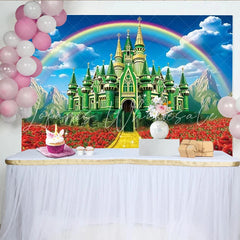 Lofaris Wizard of Oz Inspired Backdrop with Emerald City Yellow Brick Road and Rainbow Fairytale Movie Party Decor
