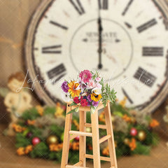 Lofaris Wood Clock Little Angel Cherry Candle Xmas Backdrop