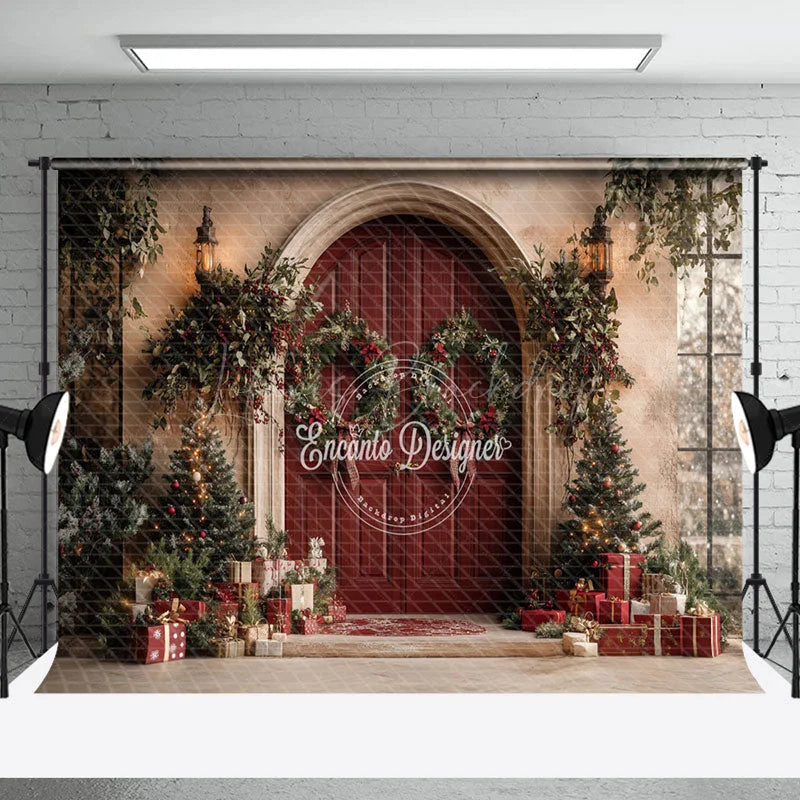 Lofaris Xmas Wreath Arch Door Decorated Holiday Backdrop