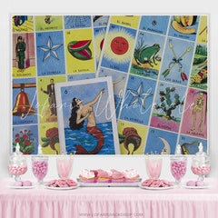 Lofaris Loteria Cards Picture Bingo Photo Holiday Party Backdrop