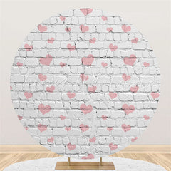 Lofaris Love White Stripe Wall Happy Birthday Circle Backdrop