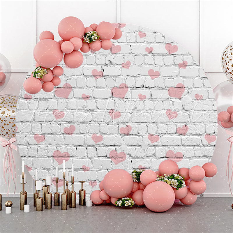 Lofaris Love White Stripe Wall Happy Birthday Circle Backdrop